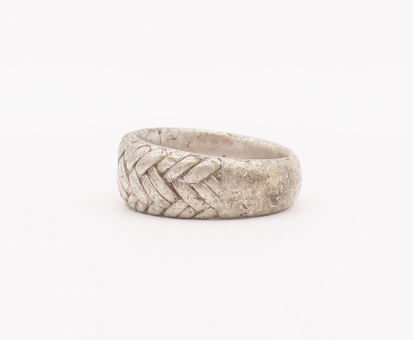 925 Sterling Silver Vintage Ring Solid Carved Woven Threads  Sz 10  RG28049