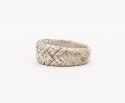 925 Sterling Silver Vintage Ring Solid Carved Woven Threads  Sz 10  RG28049