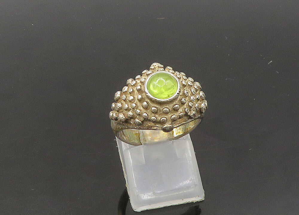DAVID OTT 925 Silver  Vintage Peridot Spiked Dome Cocktail Ring Sz 6  RG21890