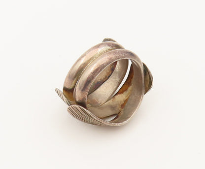925 Silver  Vintage Ribbed Overlapping Crisscross Fashion Ring Sz 6  RG26366