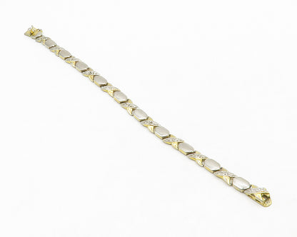 925 Sterling Silver   Vintage Genuine Diamonds XO Link Chain Bracelet  BT5123