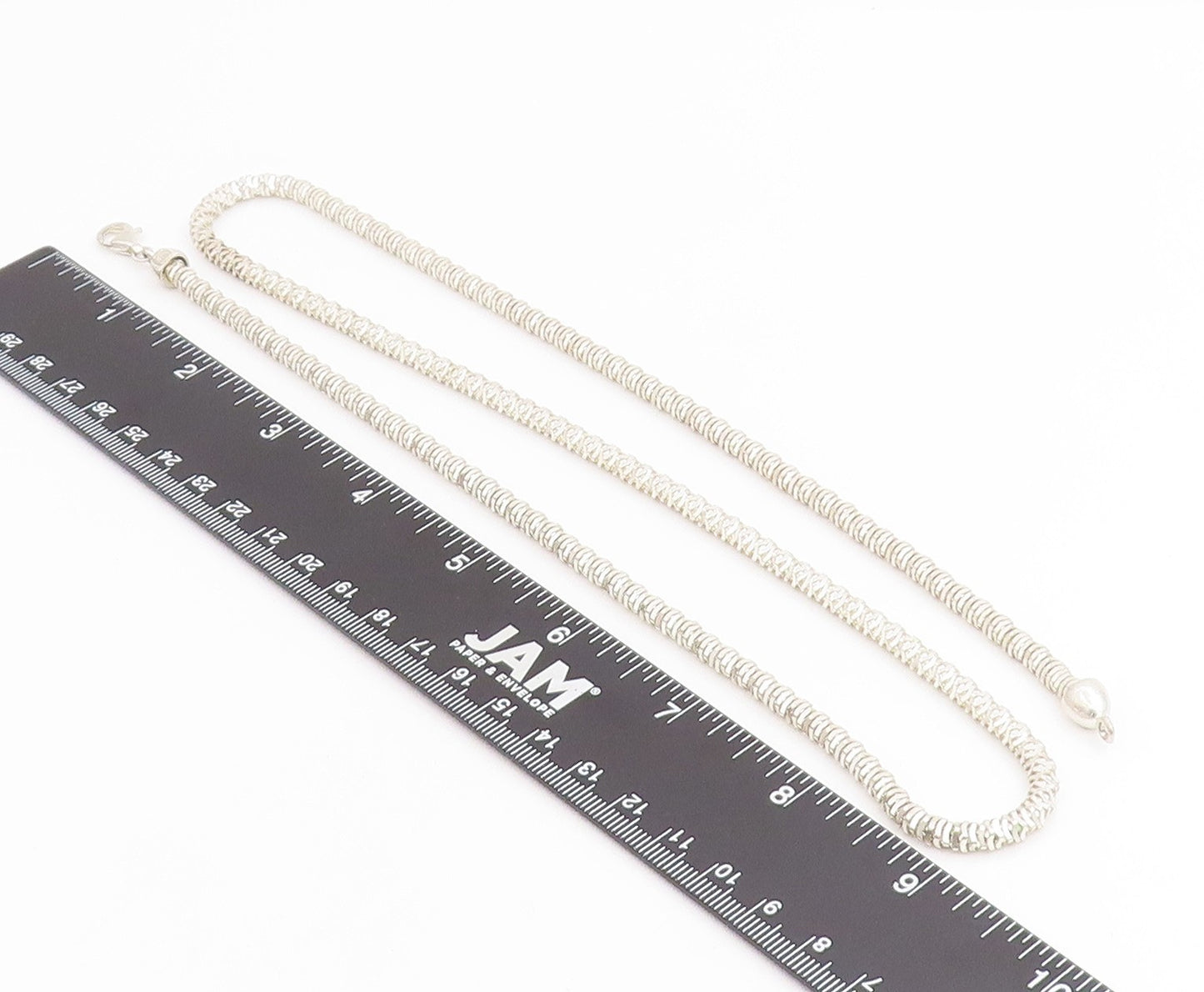 925 Sterling Silver Vintage Necklace Modernist Solid Coiled Rope Chain  NE4794