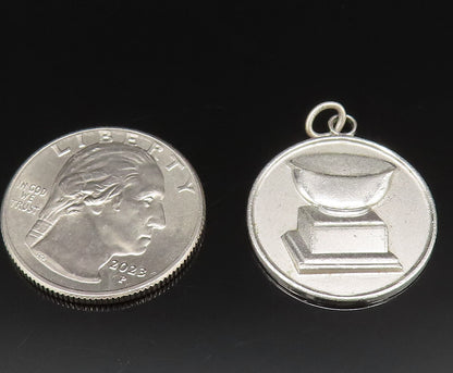 925 Sterling Silver  Vintage Carved Trophy Stand Motif Pendant  PT20920