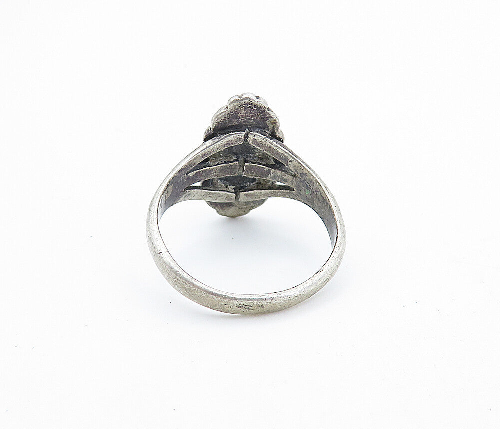925 Sterling Silver Vintage Black Onyx Split Cocktail Band Ring Sz 9.5  RG6981