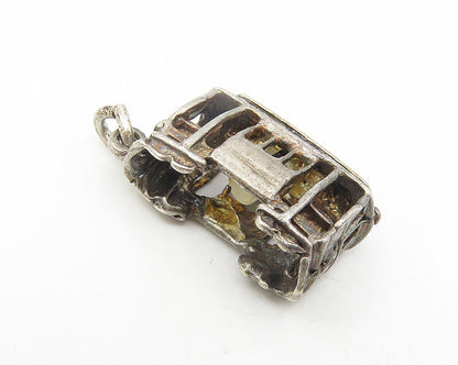 925 Sterling Silver  Vintage Petite Dark Tone Trolley Cable Car Pendant PT8882