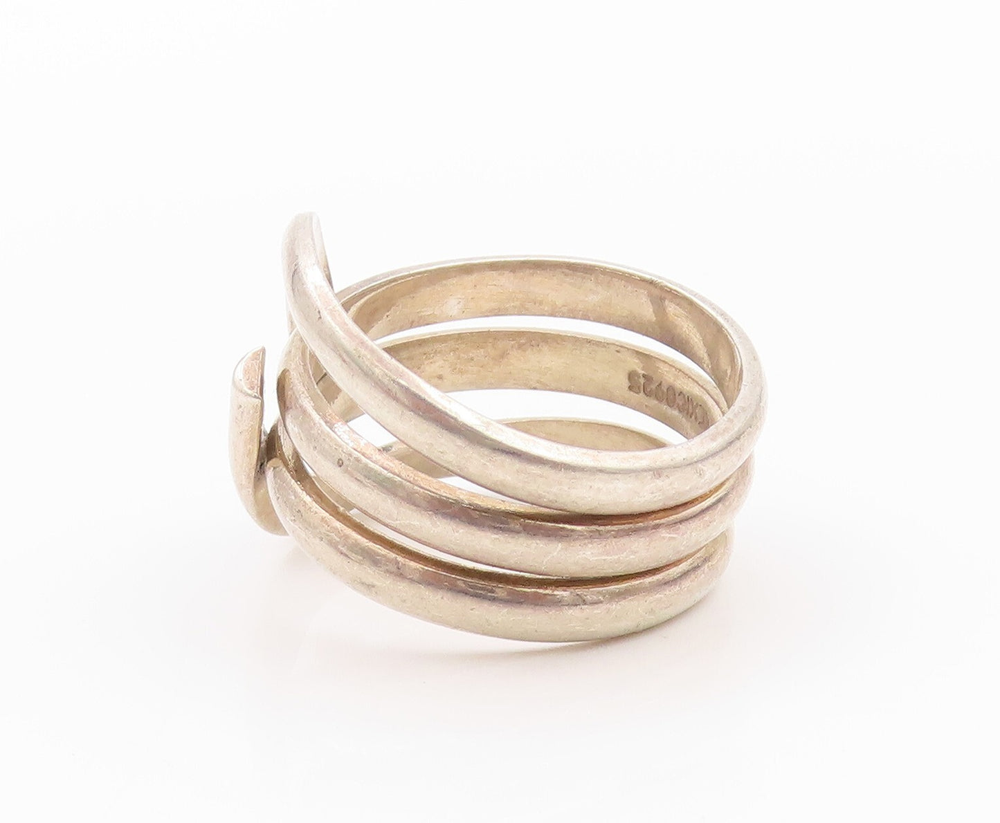925 Sterling Silver Vintage Ring MEXICO Stacked Rope Effect  SZ 13.5  RG32183