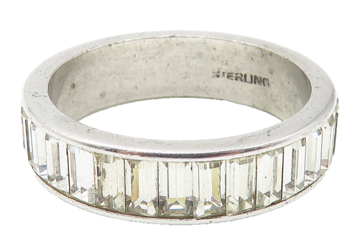 925 Sterling Silver  Sparkling Cubic Zirconia Eternity Ring Sz 6.5  RG11176