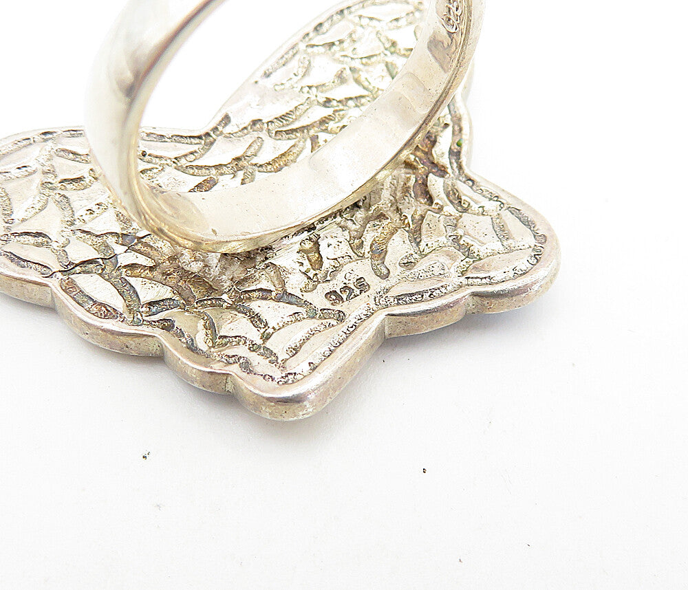 925 Sterling Silver  Mother Of Pearl Butterfly Cocktail Ring Sz 8  RG7896