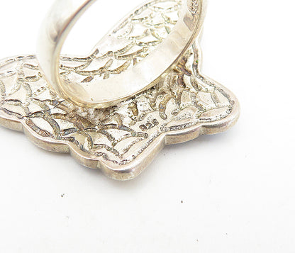 925 Sterling Silver  Mother Of Pearl Butterfly Cocktail Ring Sz 8  RG7896