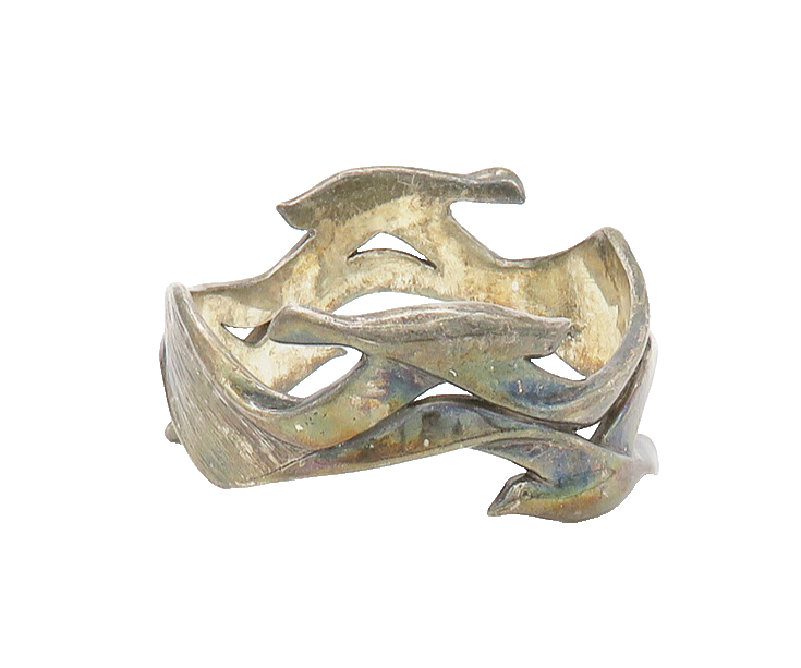 DESIGNER 925 Sterling Silver Vintage Dark Tone Sculpted Bangle Bracelet  BT7051