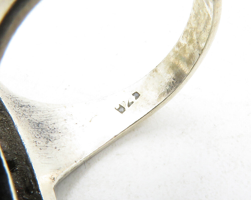 925 Silver Vintage Mother Of Pearl & Multi Stone Cocktail Ring Sz 5 RG12990