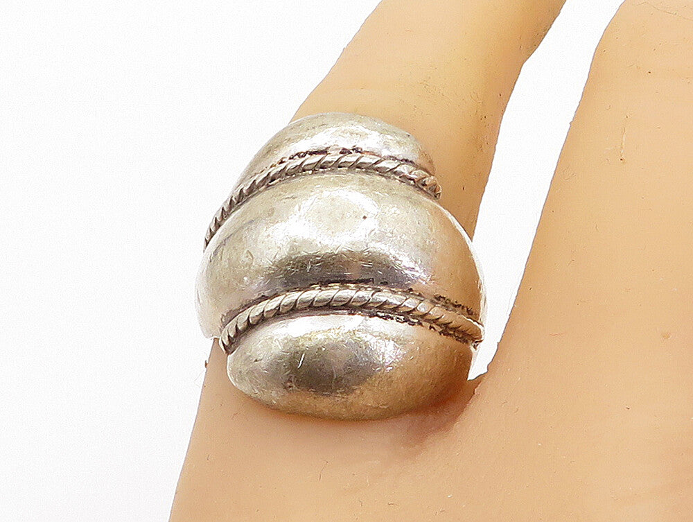 ESPO 925 Sterling Silver  Vintage Rope Twist Bypass Band Ring Sz 7.5  RG5853