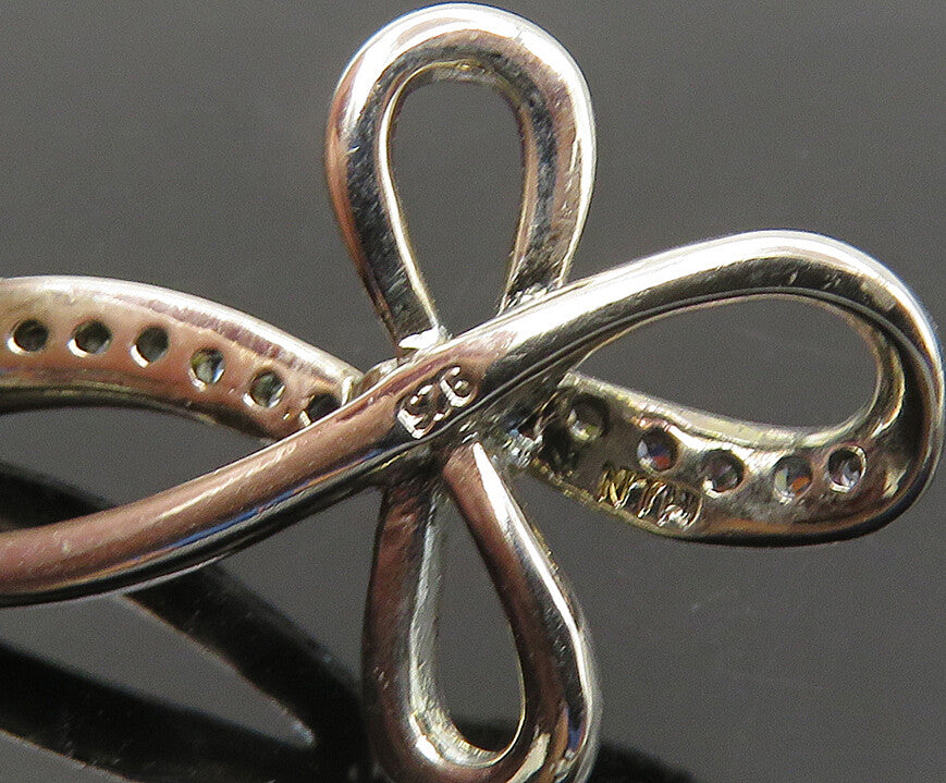 925 Sterling Silver  Vintage Topaz Religious Cross Ribbon Pendant  PT17541