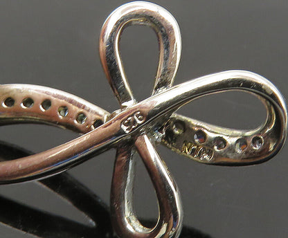 925 Sterling Silver  Vintage Topaz Religious Cross Ribbon Pendant  PT17541