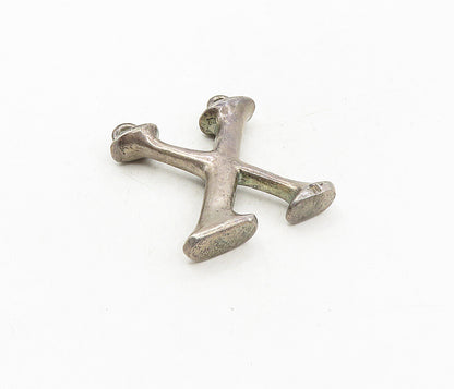 925 Sterling Silver  Vintage Dark Tone Letter X Initial Drop Pendant  PT6548