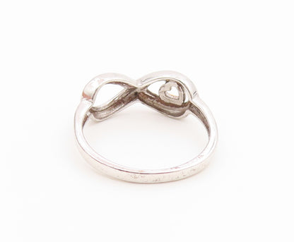 925 Sterling Silver Vintage Ring Two Tone Infinity Love Heart  Sz 6.5  RG36896