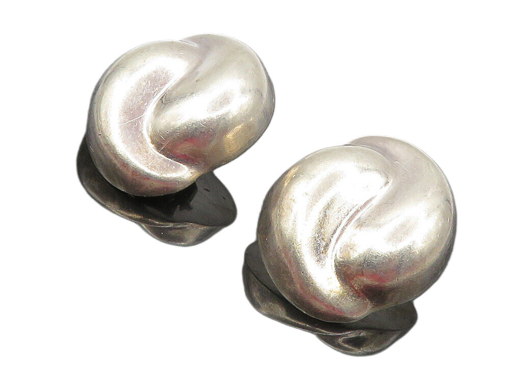 BARRA 925 Sterling Silver  Vintage Shiny Smooth Non Pierce Earrings  EG4813