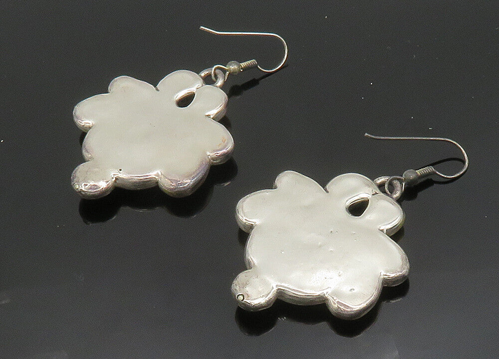 925 Sterling Silver  Vintage Shiny Two Tone Dangle Earrings  EG9848