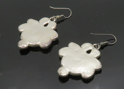 925 Sterling Silver  Vintage Shiny Two Tone Dangle Earrings  EG9848