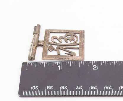 925 Sterling Silver  Vintage Dark Tone Chinese Character Brooch Pin  BP7824