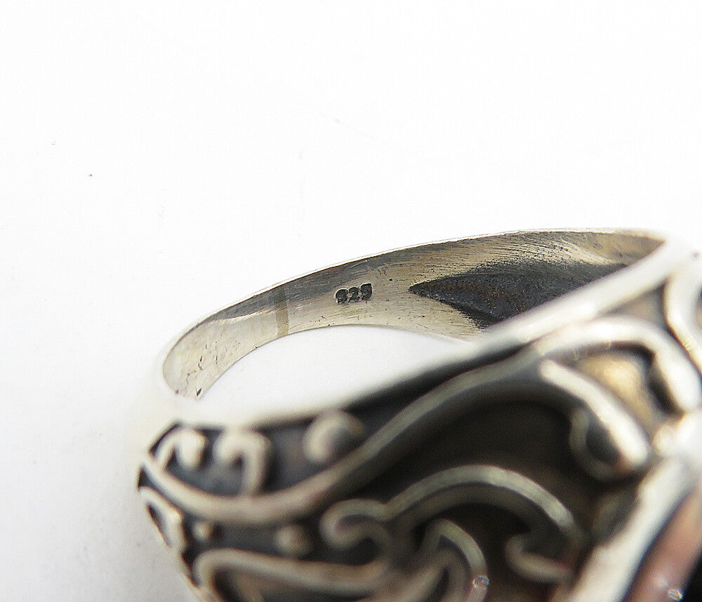 925 Sterling Silver  Vintage Cabochon Smoky Topaz Cocktail Ring Sz 6  RG4451