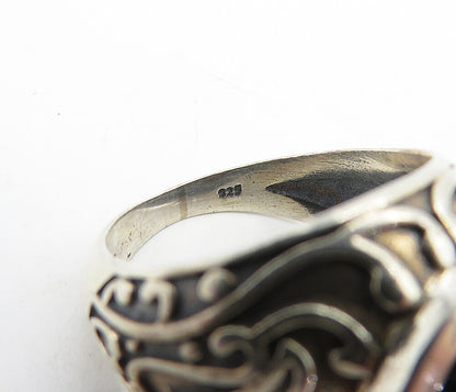 925 Sterling Silver  Vintage Cabochon Smoky Topaz Cocktail Ring Sz 6  RG4451
