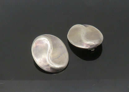 MEXICO 925 Silver  Vintage Shiny Modernist Non Pierce Drop Earrings  EG10514
