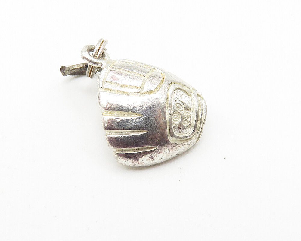925 Sterling Silver  Vintage Petite Baseball Glove Sports Drop Pendant  PT8226