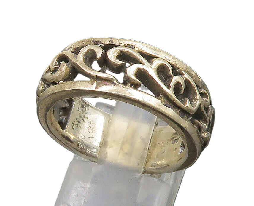 925 Sterling Silver  Vintage Vine Swirl Cutout Band Ring Sz 9  RG24487