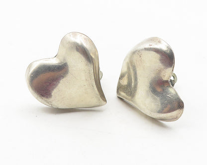 925 Sterling Silver  Vintage Hollow Love Heart Non Pierce Earrings  EG6077