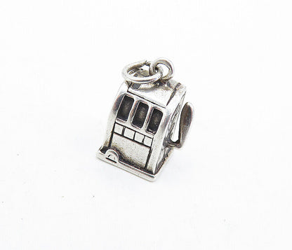 925 Sterling Silver  Vintage Petite Slot Machine Motif Drop Pendant  PT4811