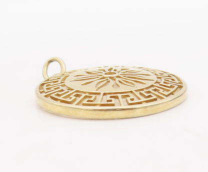 925 Sterling Silver Vintage Pendant Gold Plated Cutout Maze Key Sun  PT23514