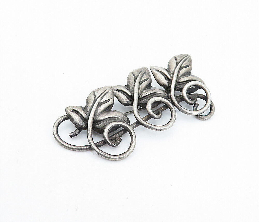 MARICELA TAXCO 925 Silver  Vintage Antique Floral Leaves Brooch Pin  BP1372
