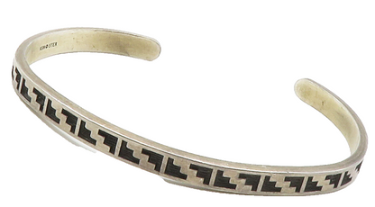 KABANA 925 Sterling Silver  Vintage Oxidized Patterned Cuff Bracelet  BT5857