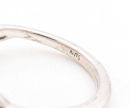 925 Sterling Silver Vintage Ring Spiral White & Black Diamonds  Sz 7  RG31286