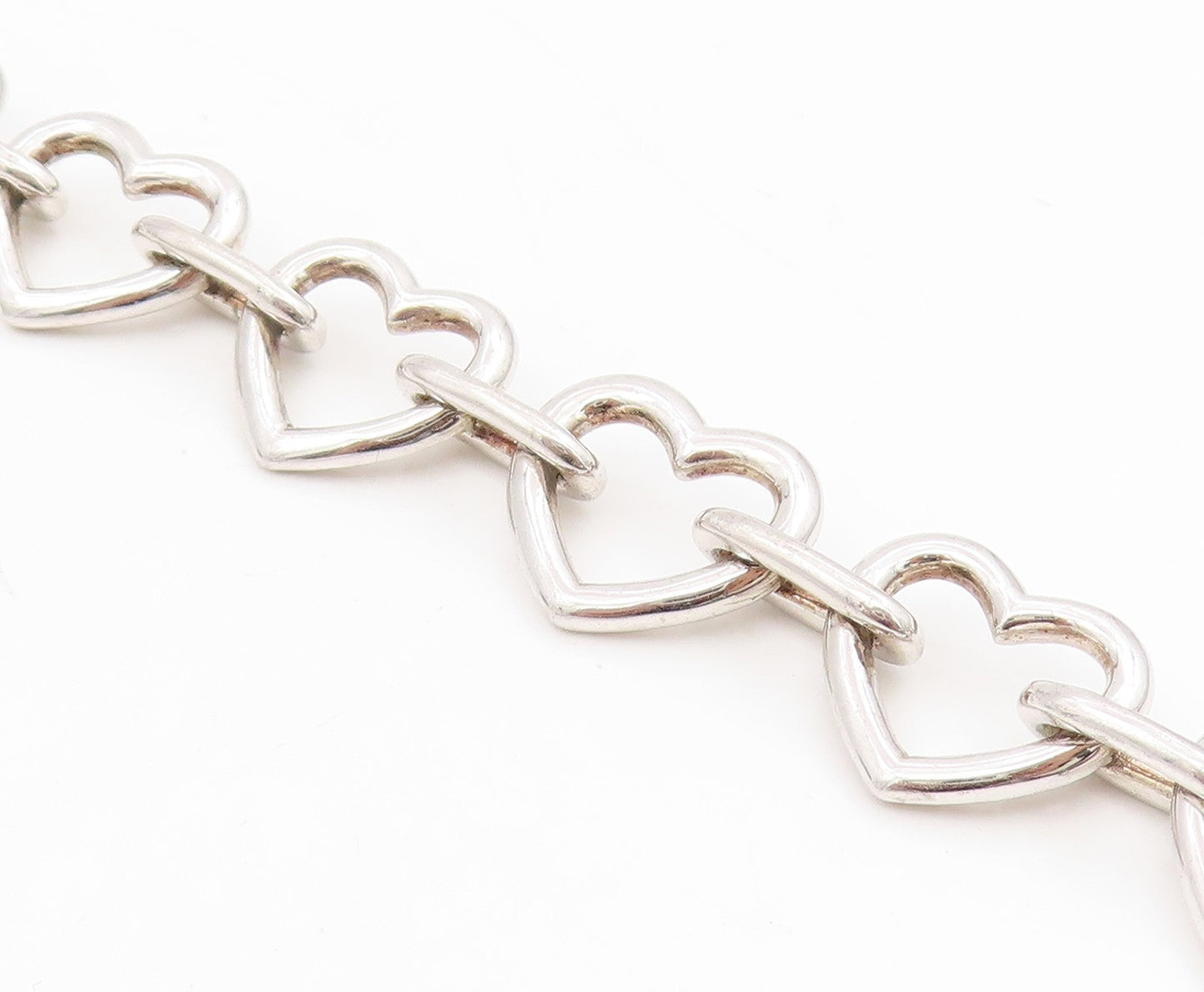 925 Sterling Silver Vintage Bracelet Real Diamonds Love Heart Outline  BT11604