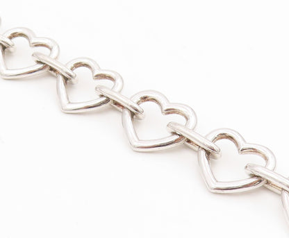925 Sterling Silver Vintage Bracelet Real Diamonds Love Heart Outline  BT11604