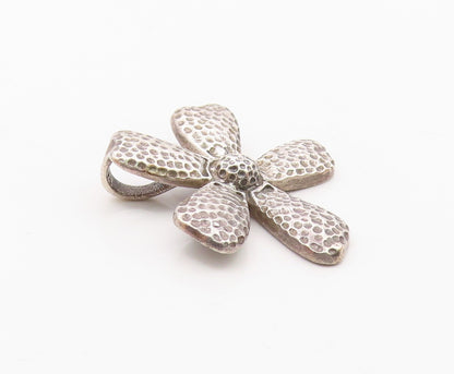 925 Sterling Silver  Vintage Carved Hammered Flower Pendant  PT20220