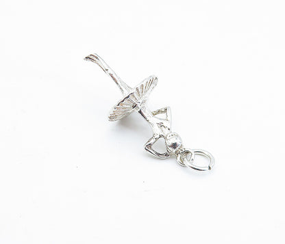 925 Sterling Silver  Vintage Shiny Sculpted Ballerina Dancer Pendant  PT3619