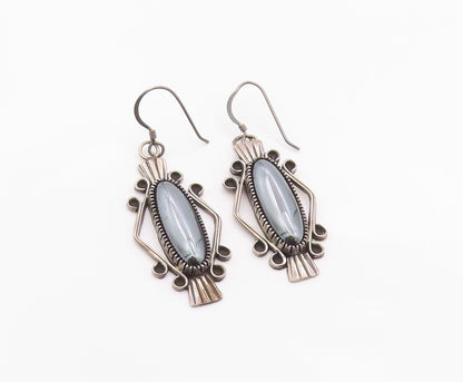 925 Sterling Silver Vintage Earrings JOHN W KESSLER NAVAJO Hematite  EG14385