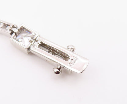 925 Sterling Silver  Vintage Shiny Cubic Zirconia Bar Chain Bracelet  BT8841
