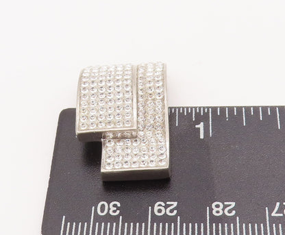 925 Sterling Silver Vintage Pendant Double Rectangular Inlay CZ Drop  PT23095