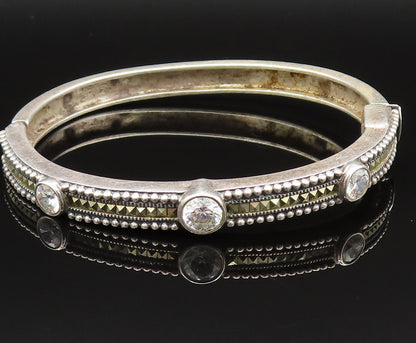 JUDITH JACK 925 Silver  Vintage Two Tone Beaded Cubic Zirconia Bracelet BT9530