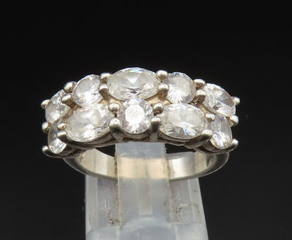 925 Silver  Vintage Double Row Cubic Zirconia Pattern Ring Sz 6.5  RG24853