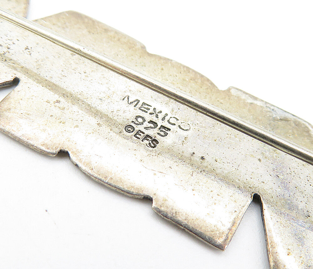 MEXICO 925 Sterling Silver  Vintage I Love Mom Etched Detail Brooch Pin BP2377