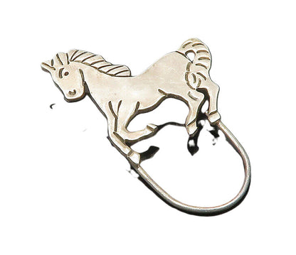 MEXICO 925 Sterling Silver  Vintage Shiny Horse Motif Brooch Pin  BP7755