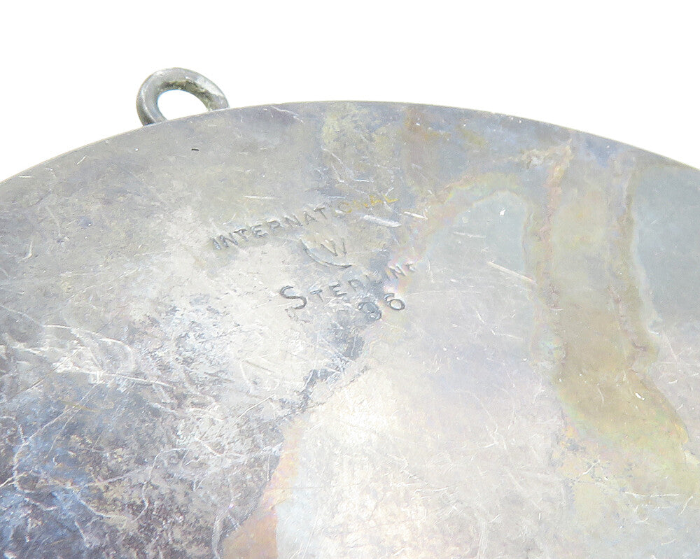 INTERNATIONAL 925 Silver Vintage Antique Flower Basket Compact Mirror TR1799