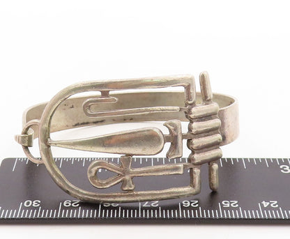 925 Sterling Silver Vintage Bracelet Middle East Egyptian Symbols Bangle BT10919