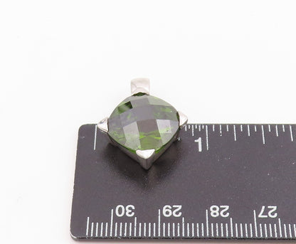 925 Sterling Silver Vintage Pendant Modernist Faceted Peridot Charm  PT26223