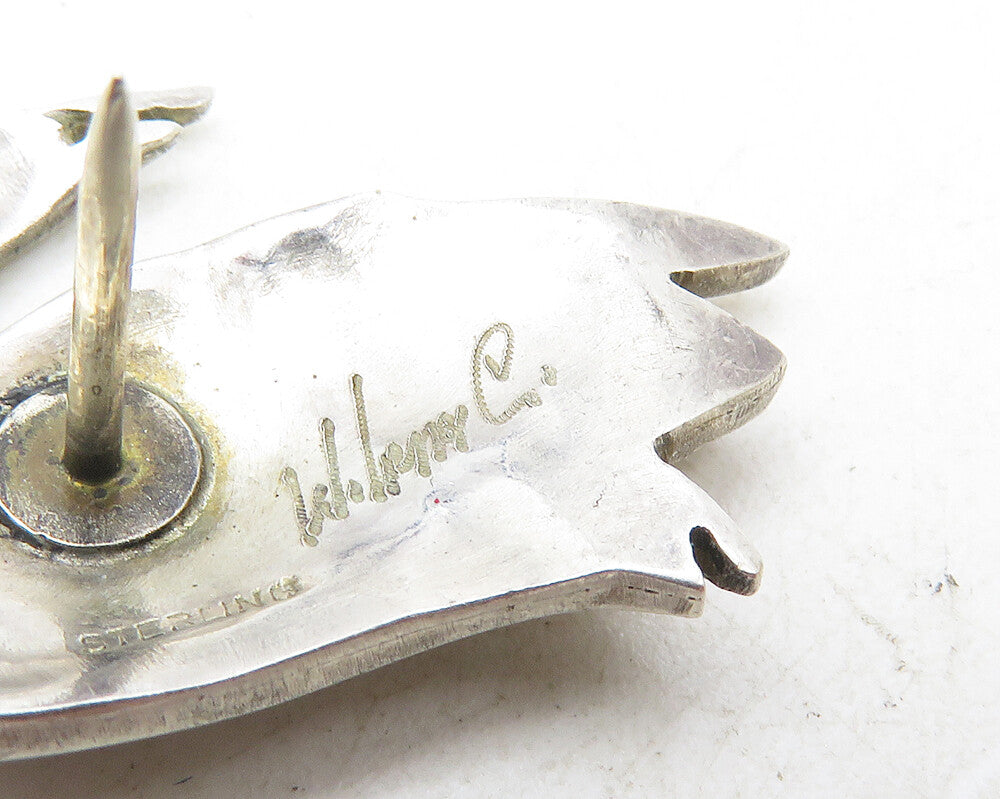 925 Sterling Silver  Vintage Antique Oxidized Detail Swan Lapel Pin  TR1703